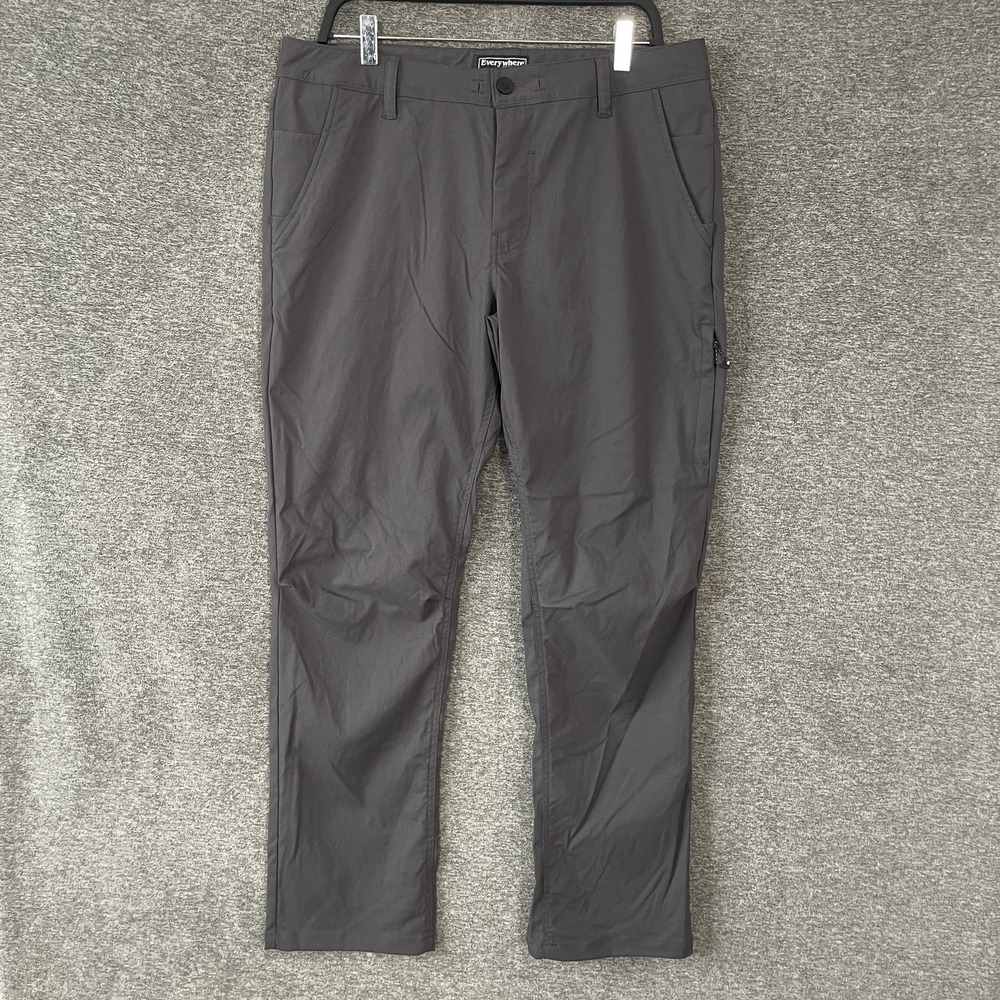 686 Everywhere Pants Mens 34x32 Gray Relaxed Fit Nylon Stretch Travel Hiking